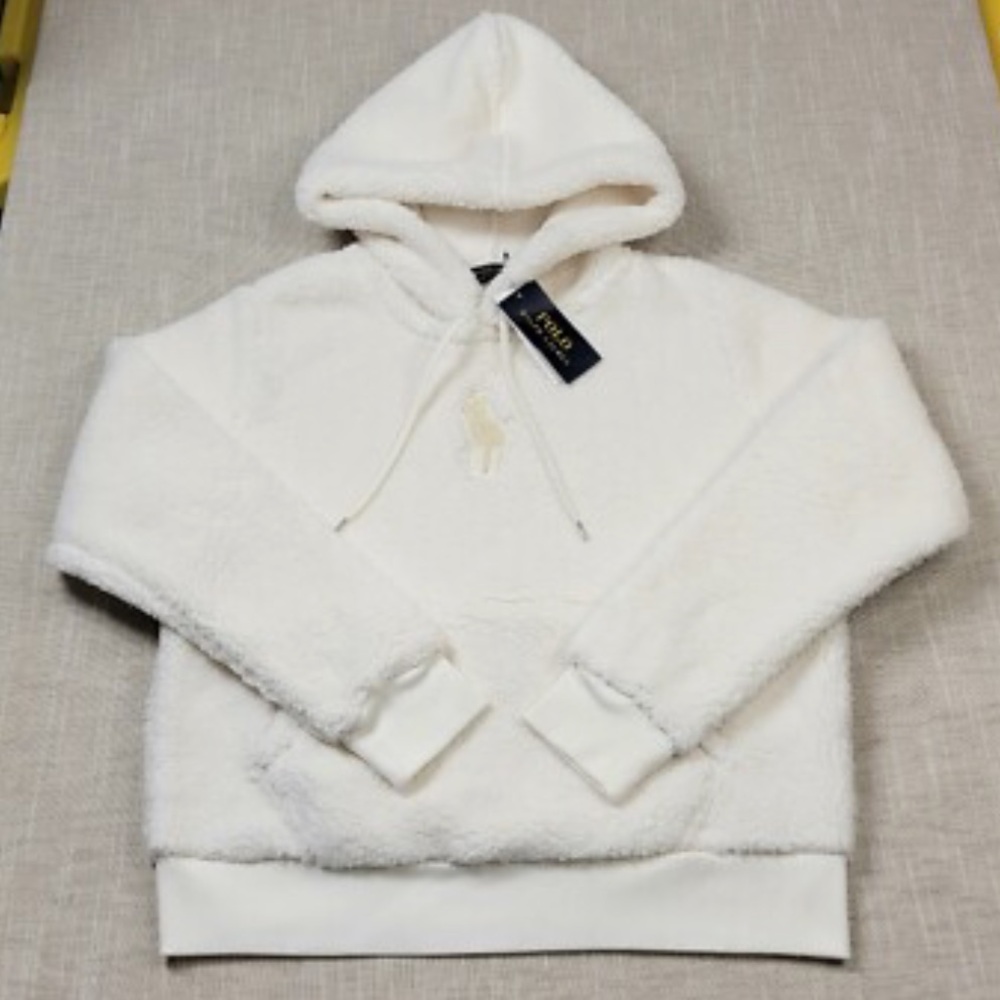 NEW! Ralph Lauren Cream Fleece Hoodie